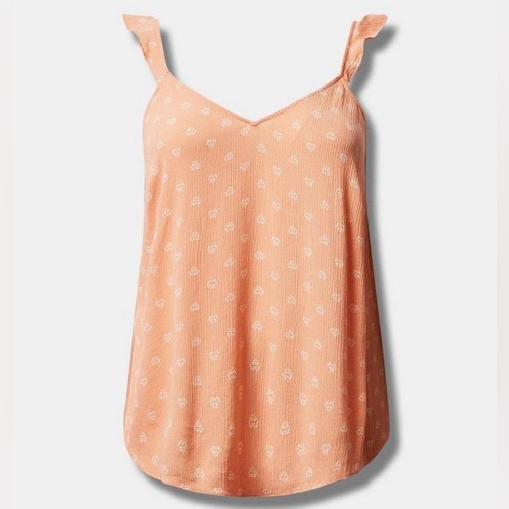 NEW Torrid Washable Crinkle Gauze V-Neck Ruffle Strap Tank Lotus Ditsy 2X 18/20